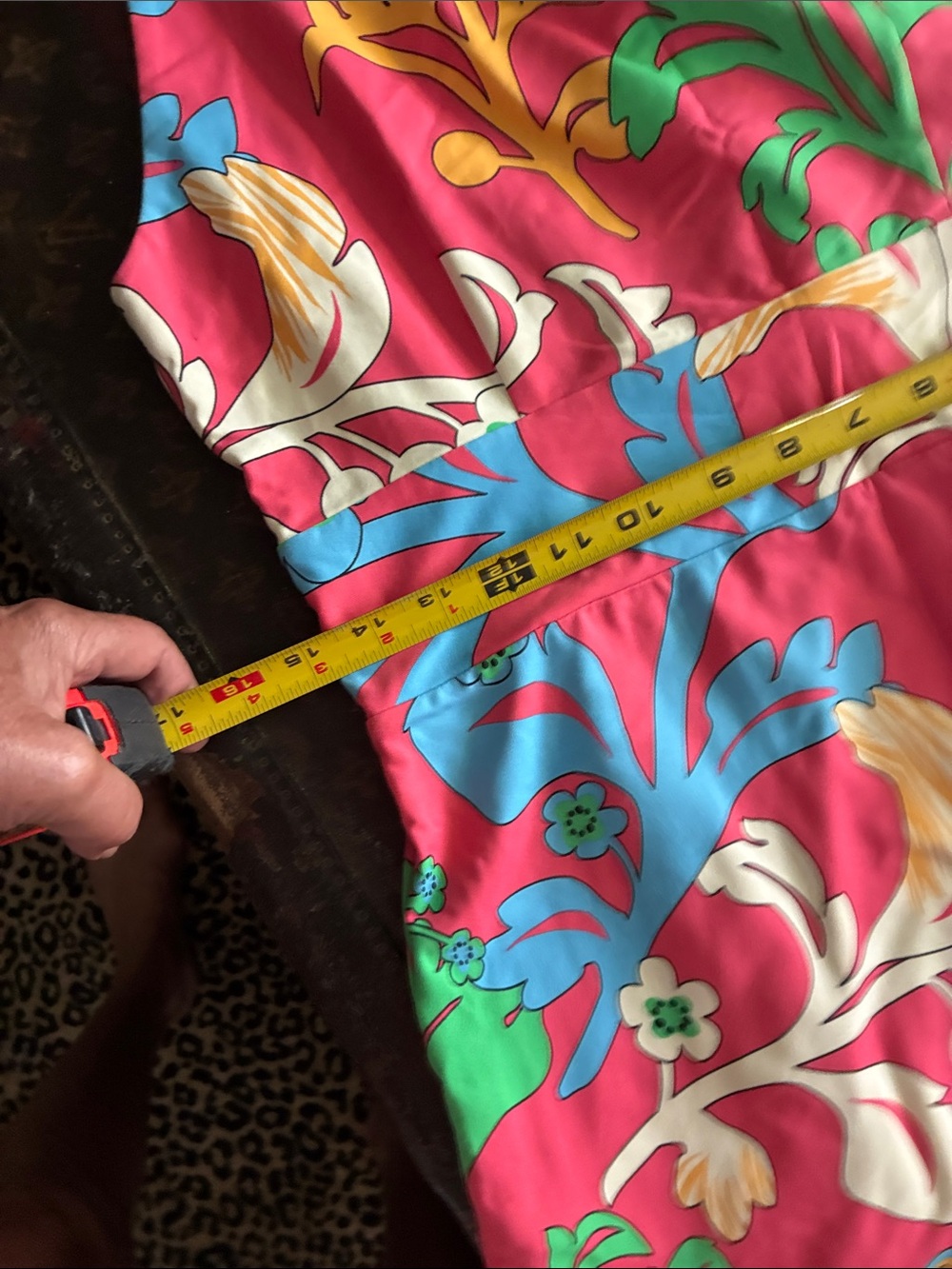 J. McLaughlin Bold Pink Floral Sundress with Green Accents - Picture 8 of 10